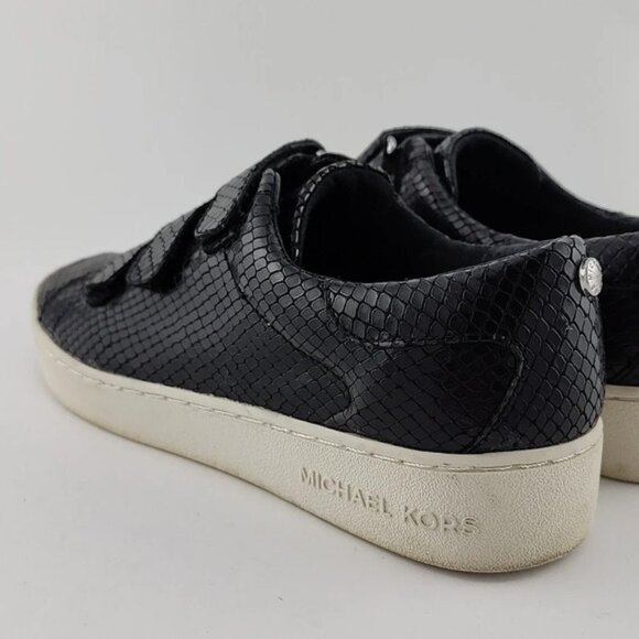 Michael Kors MK Women's Sneaker Shoes Black Reptile Texture 3 Straps Size 5M - Picture 9 of 14